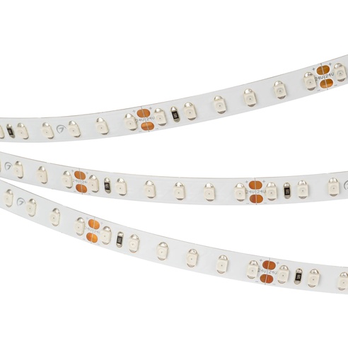 Лента светодиодная RT 2-5000 24V Yellow 2x (3528, 600 LED, LUX) (Arlight, 9.6 Вт/м, IP20)