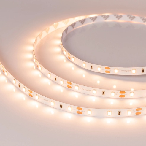 Лента светодиодная RT-A60-8mm 12V Warm2700 (4.8 W/m, IP20, 2835, 5m) (Arlight, 4.8 Вт/м, IP20)