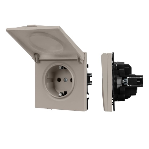 Механизм розетки влагозащищённый SCT-NOBE-MCP-SFPL-CA (230V, 16A) (Arlight, Кашемир)