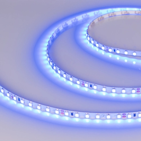 Лента светодиодная RT-A120-5mm 24V Blue (9.6 W/m, IP20, 5m) (Arlight, 9.6 Вт/м, IP20)