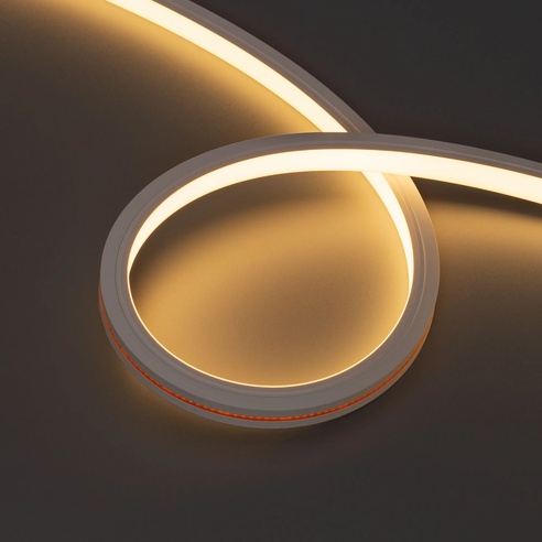 Лента герметичная MOONLIGHT-TOP-X320-13x12mm 24V Warm3000 (5 W/m, IP67, sauna, 15m, wire x2) (Arlight, Вывод вниз, 3 года)