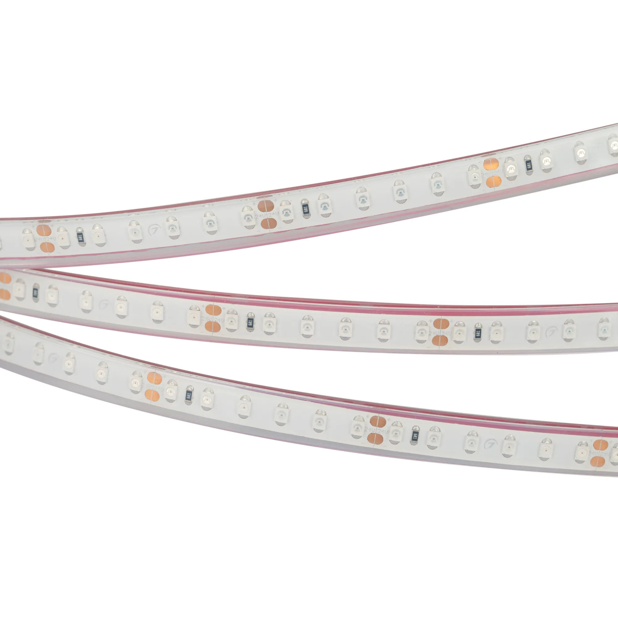 Лента светодиодная RTW 2-5000PGS 24V Yellow 2x (3528, 600 LED, LUX) (Arlight, 9.6 Вт/м, IP67)