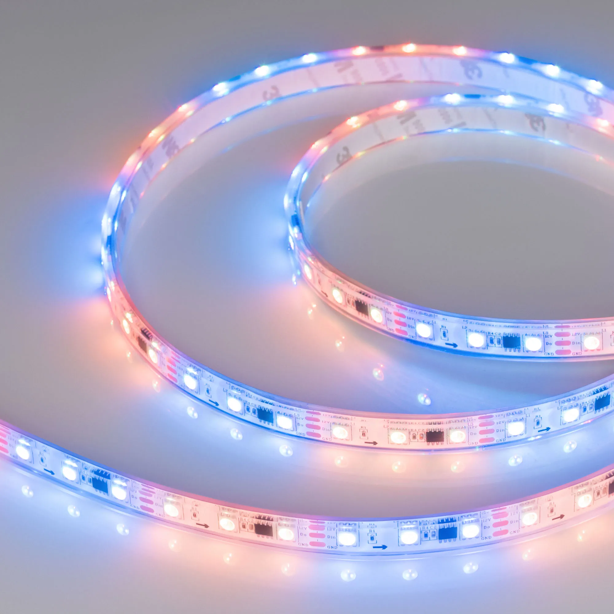Лента светодиодная герметичная SPI-P-B60-12mm 12V RGB-PX3 (14.4W/m, IP66, 5060, 5m) (Arlight, бегущий огонь) - изображение товара