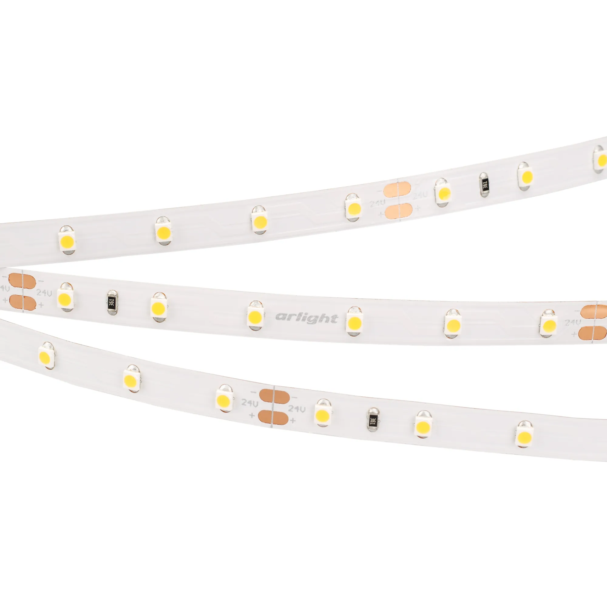 Лента светодиодная RT 2-5000 24V White6000 (3528, 300 LED, LUX) (Arlight, 4.8 Вт/м, IP20)