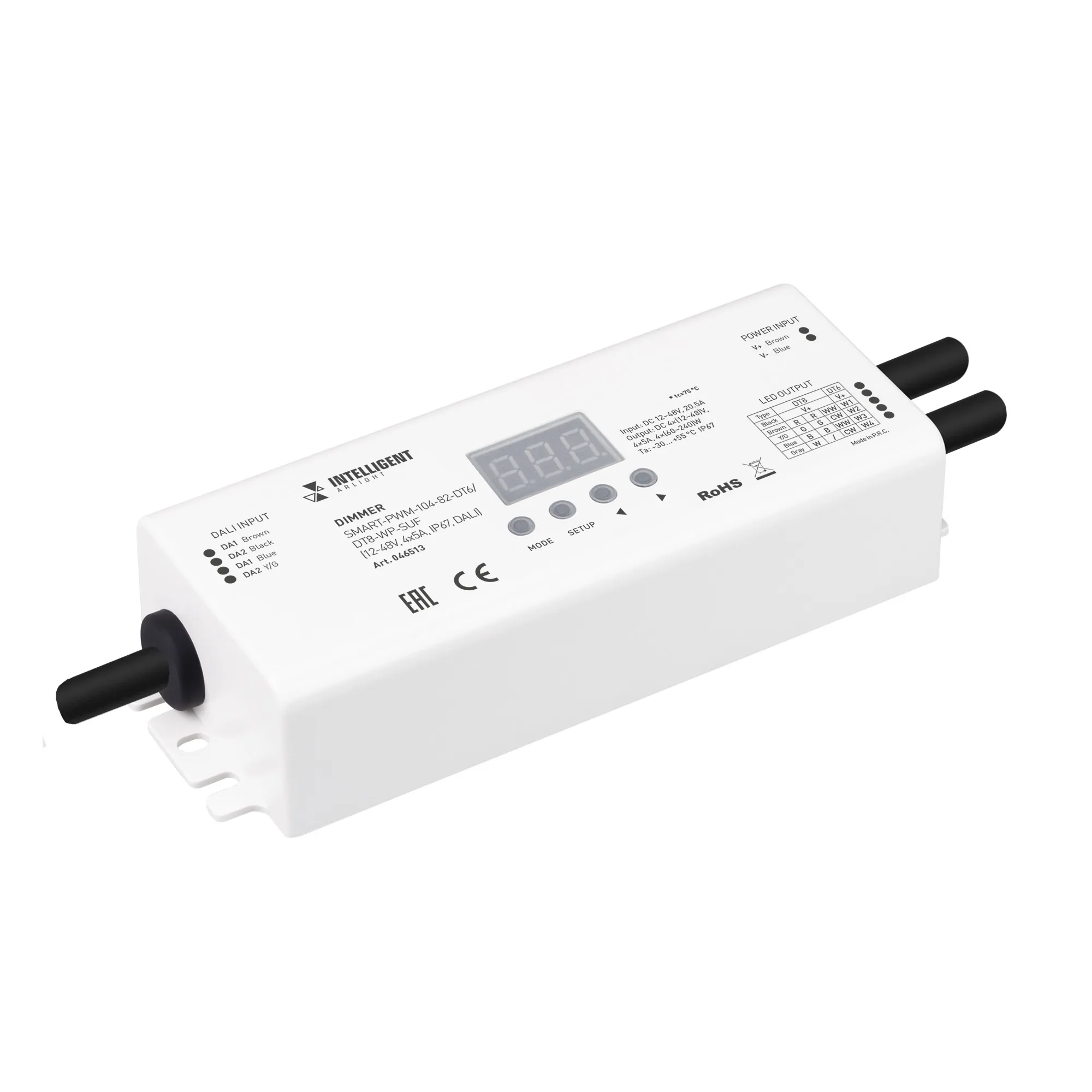 INTELLIGENT ARLIGHT Диммер SMART-PWM-104-82-DT6/DT8-WP-SUF (12-48V, 4x5A, IP67, DALI) (IARL, IP20 Пластик, 5 лет) - изображение товара