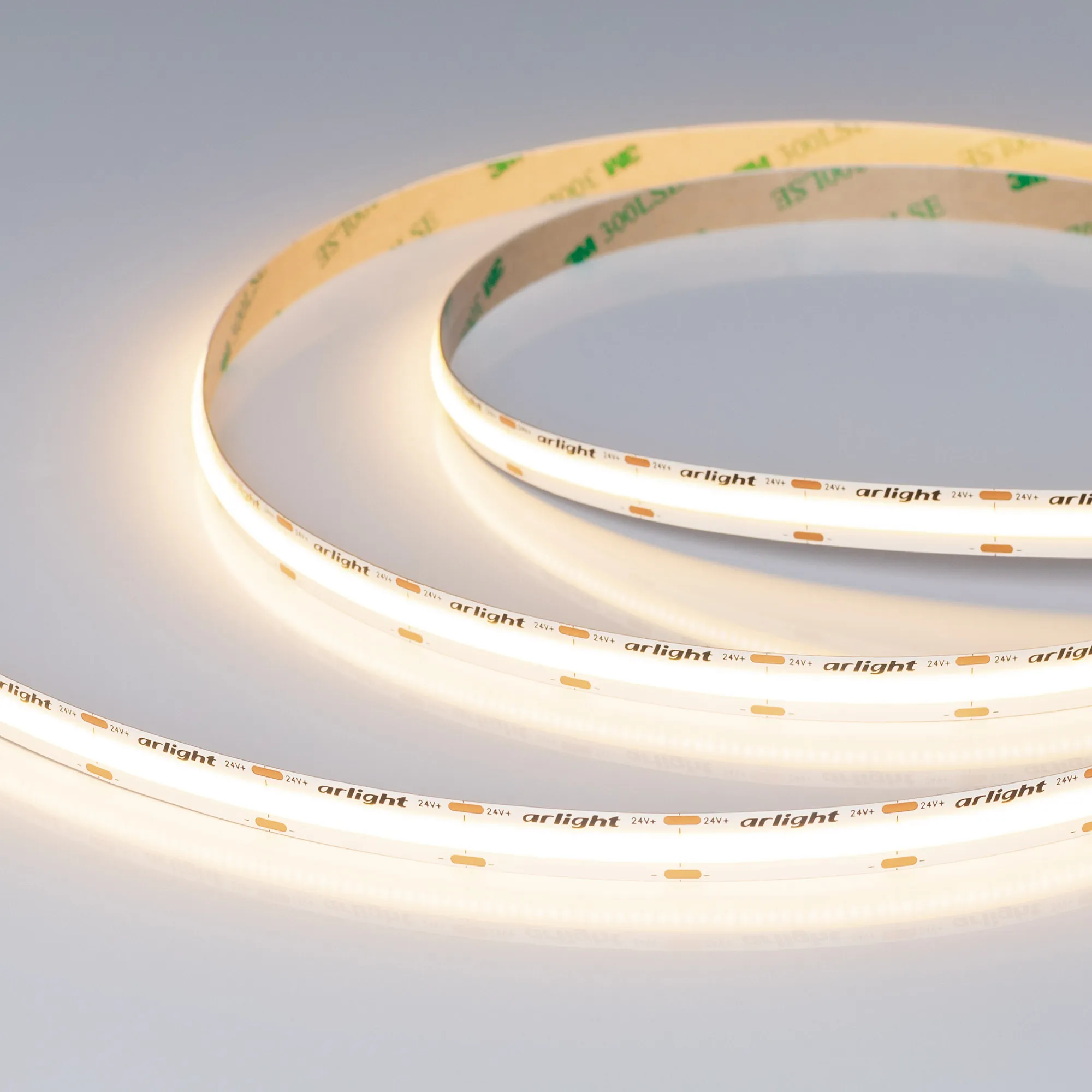 Лента COB-X576-10mm 24V Warm3500 (15 W/m, IP20, 5m) (Arlight, высок.эфф.150 лм/Вт) - изображение товара