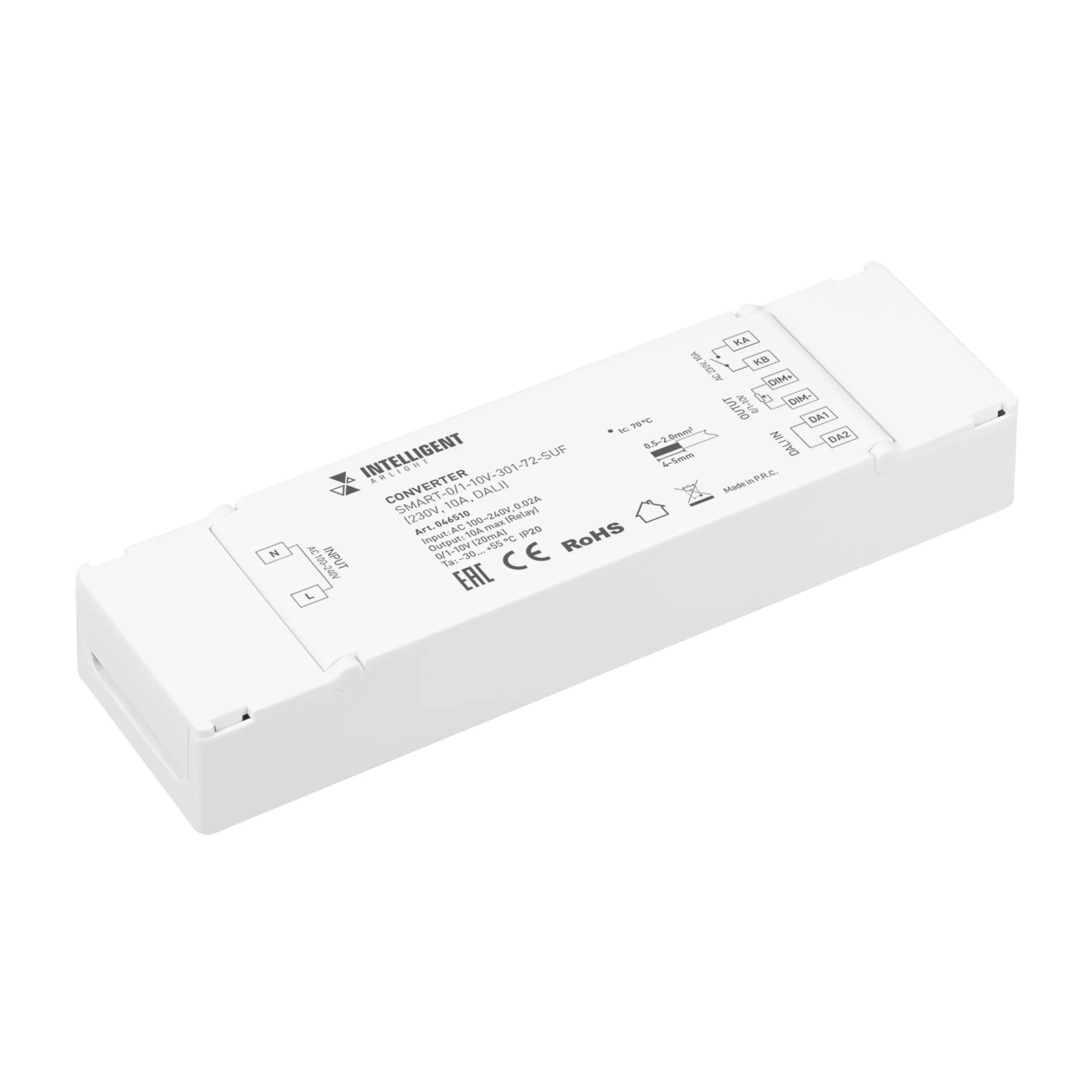 INTELLIGENT ARLIGHT Конвертер SMART-0/1-10V-301-72-SUF (230V, 10A, DALI) (IARL, IP20 Пластик, 5 лет) - изображение товара