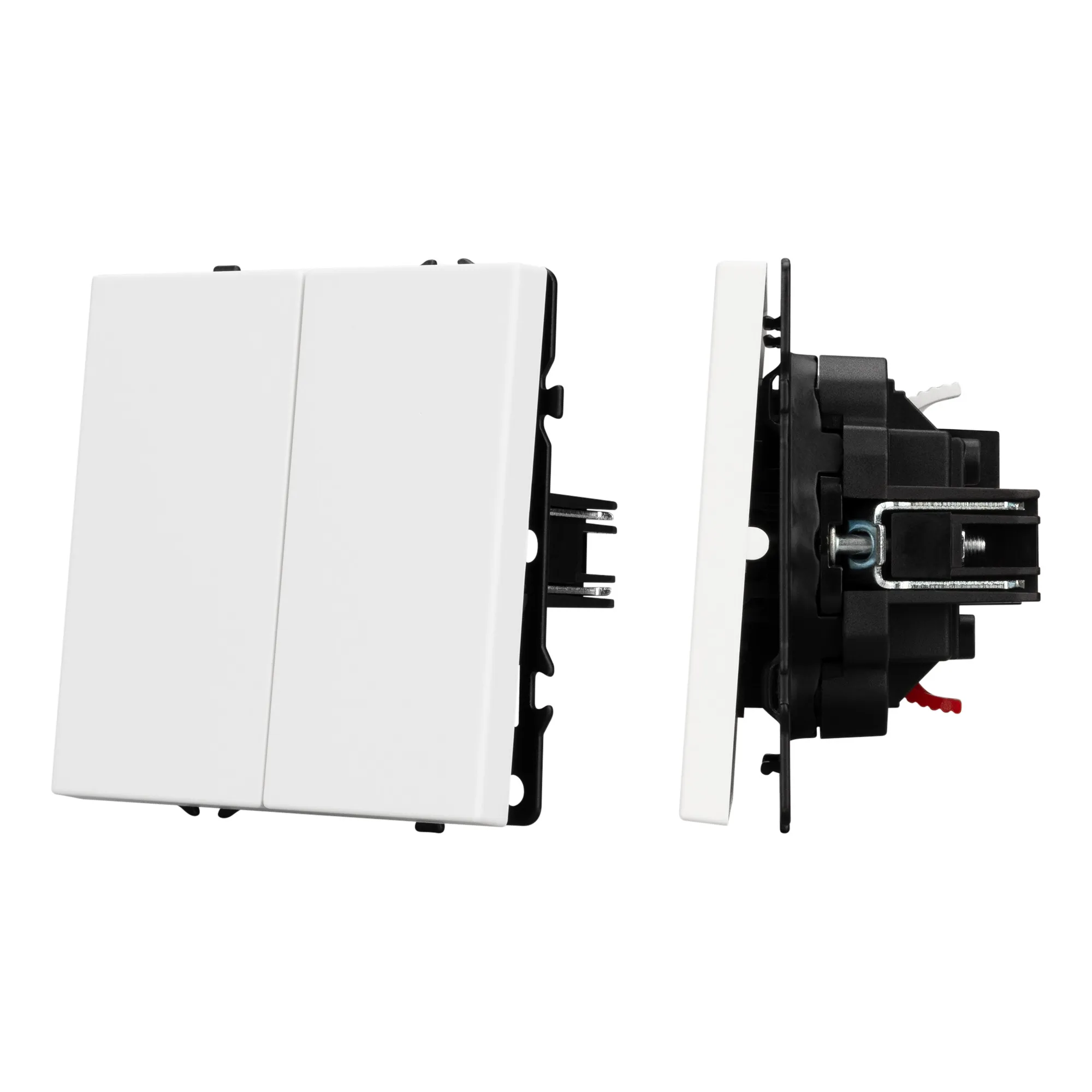 Механизм звонкового выключателя двухклавишный SWT-NOBE-MKR2-SFPL-WH (230V, 10A) (Arlight, Белый кварц) - изображение товара