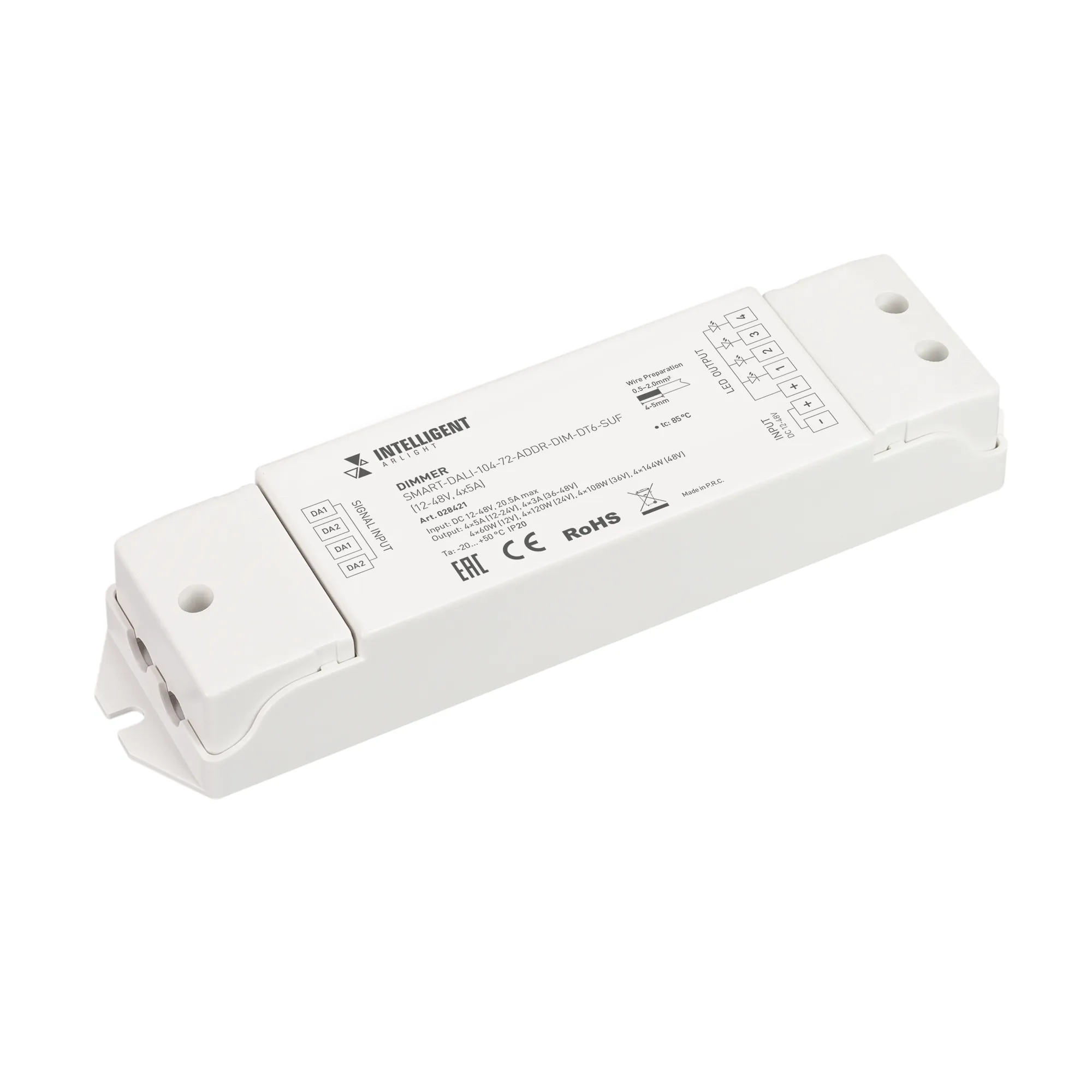 INTELLIGENT ARLIGHT Диммер SMART-DALI-104-72-ADDR-DIM-DT6-SUF (12-48V, 4x5A) (IARL, IP20 Пластик, 5 лет) - изображение товара