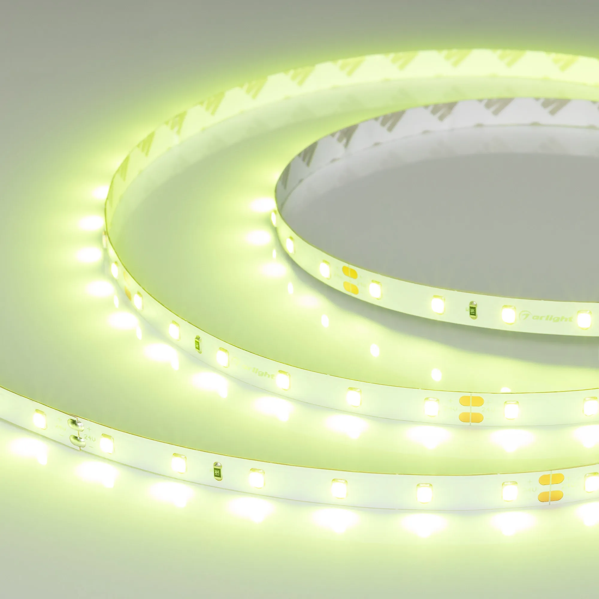 Лента RT-A60-8mm 24V Spring Green (4.8 W/m, IP20, 5m) (Arlight, -) - изображение товара