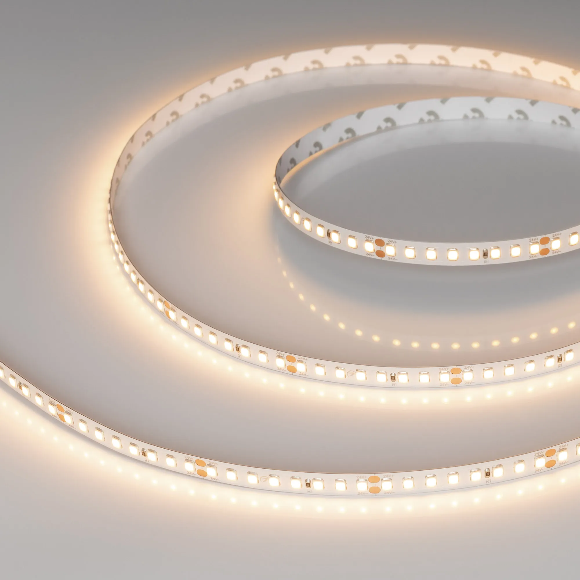 Лента светодиодная RT-A160-8mm 24V Warm3000 (12 W/m, IP20, 2835, 5m) (Arlight, высок.эфф.150 лм/Вт) - изображение товара