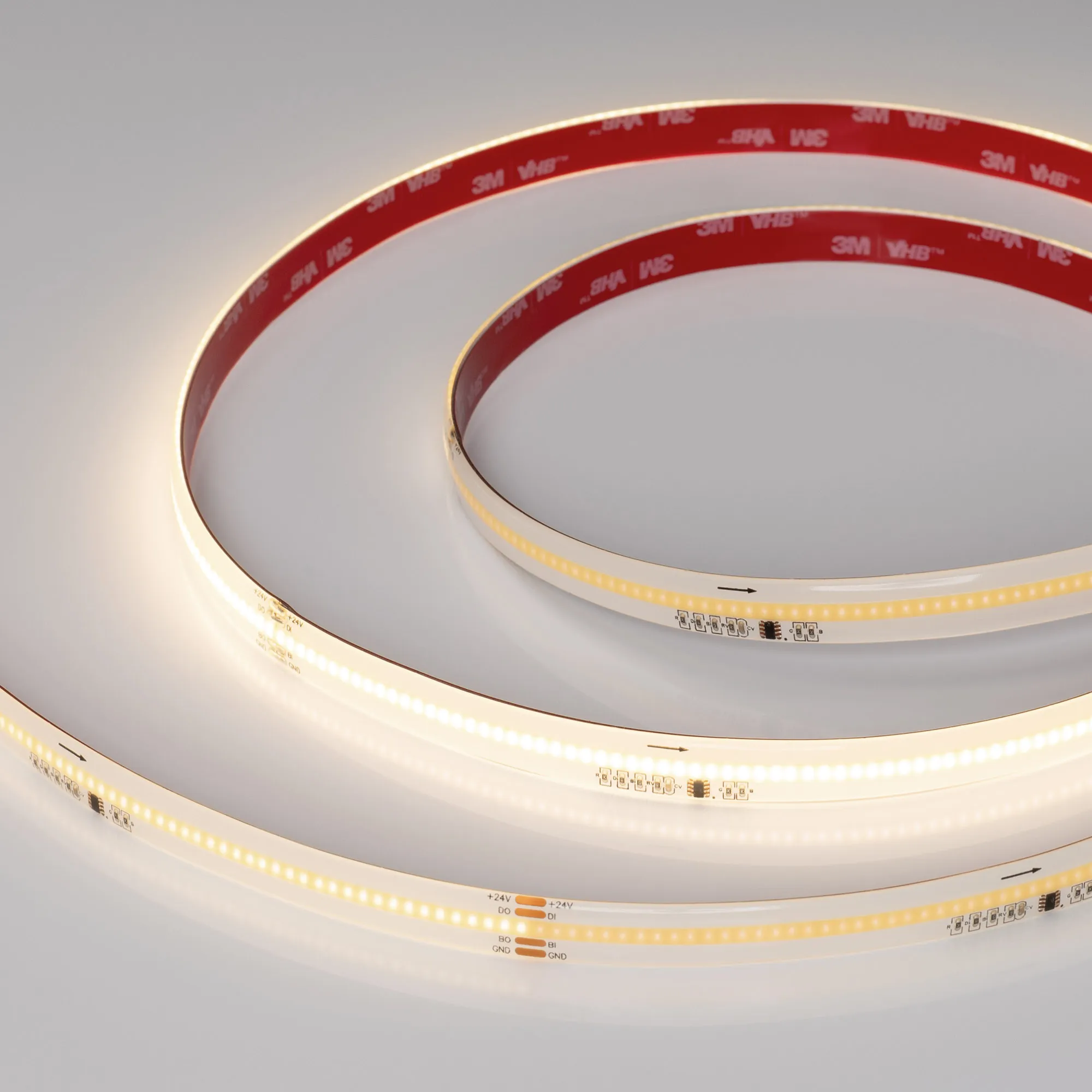 Лента светодиодная герметичная SPI-COB-SE-X378-12mm 24V Warm3000-PX63-BPT (7 W/m, IP65, 5m) (Arlight, бегущий огонь) - изображение товара
