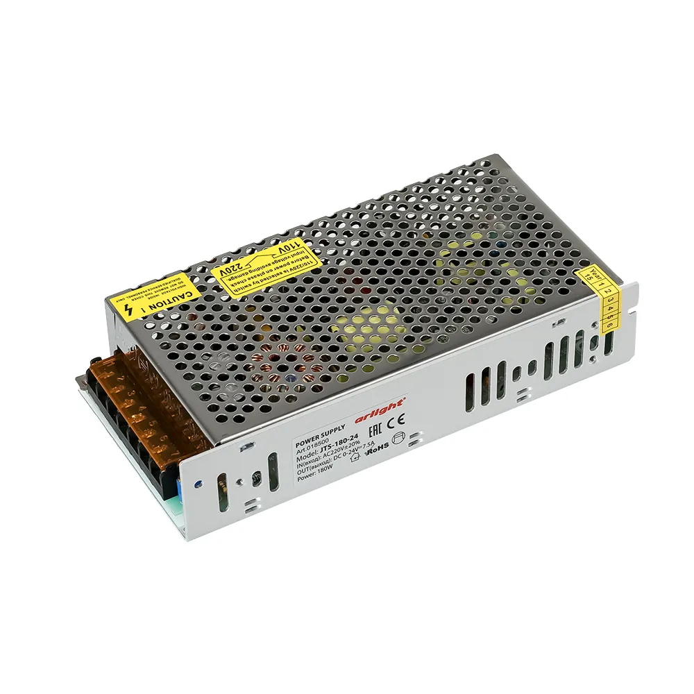 Блок питания JTS-180-24 (0-24V, 7.5A, 180W) (Arlight, IP20 Сетка, 2 года) - изображение товара